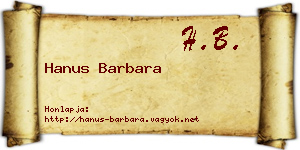 Hanus Barbara névjegykártya